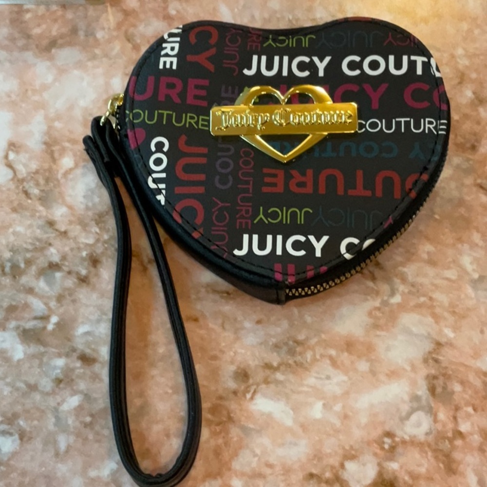 Juicy Couture Black Multicolor Heart Wristlet